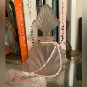 Vintage Art Deco Frosted Glass Perfume Bottle with Tassel